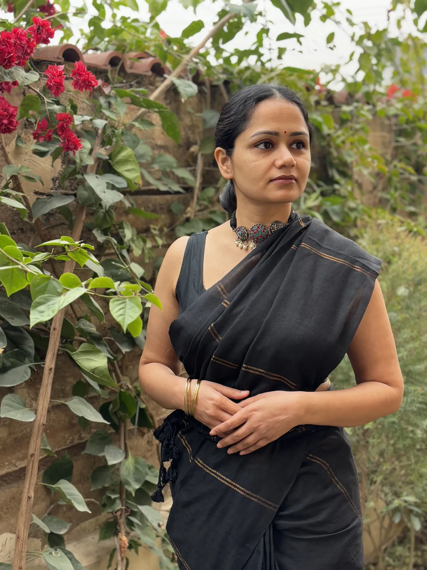 Katyayani Black Pure Khadi Cotton saree