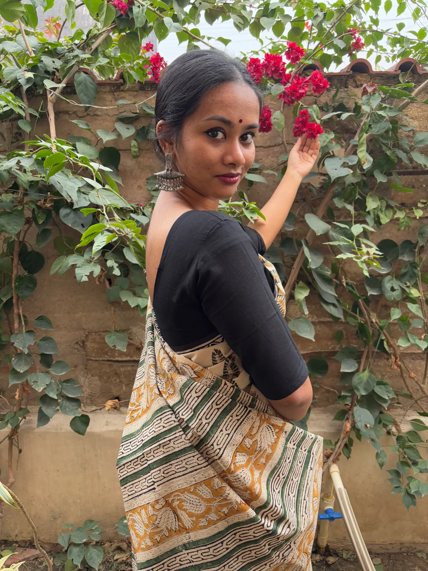 Mrida earthy Bagru Handblock printed Cotton saree